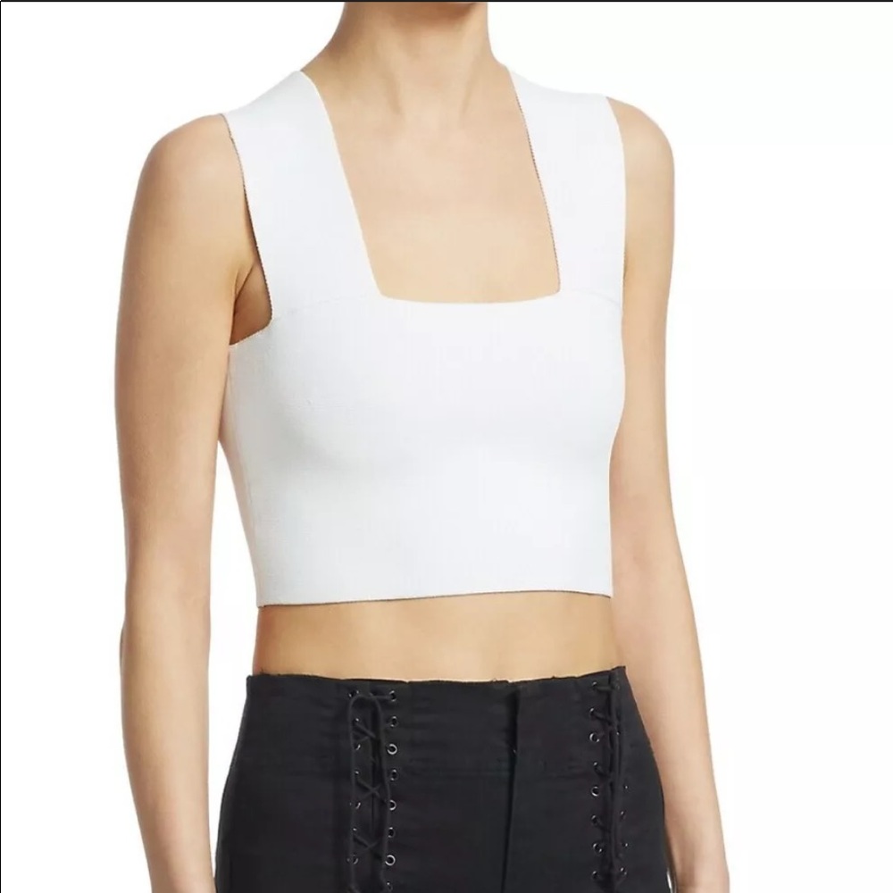 ALC Ali Square Neck Stretch Crop Top White Medium